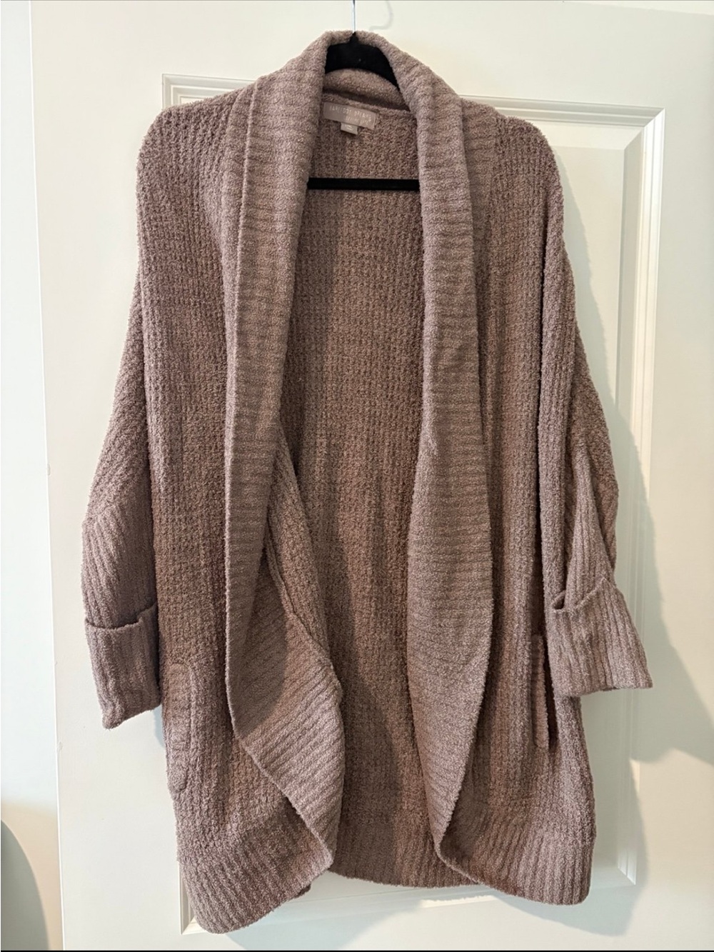Barefoot Dreams Cozy Open-Front Women's Cardigan Sweater in Taupe